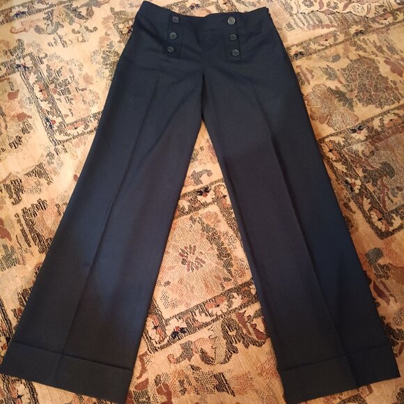 LOFT MARINERS TROUSERS - MIDNIGHT NAVY BLUE - WIDE LEG - SIZE 2REG. NWT - Picture 7 of 7